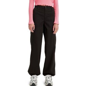 Levi's 94 Mid Rise Baggy Cargo Bungee Hem Pants in Meteorite Black Size 25X30